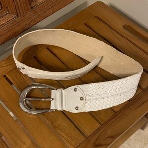 MICHAEL Michael Kors White Belt with Silver Buckle